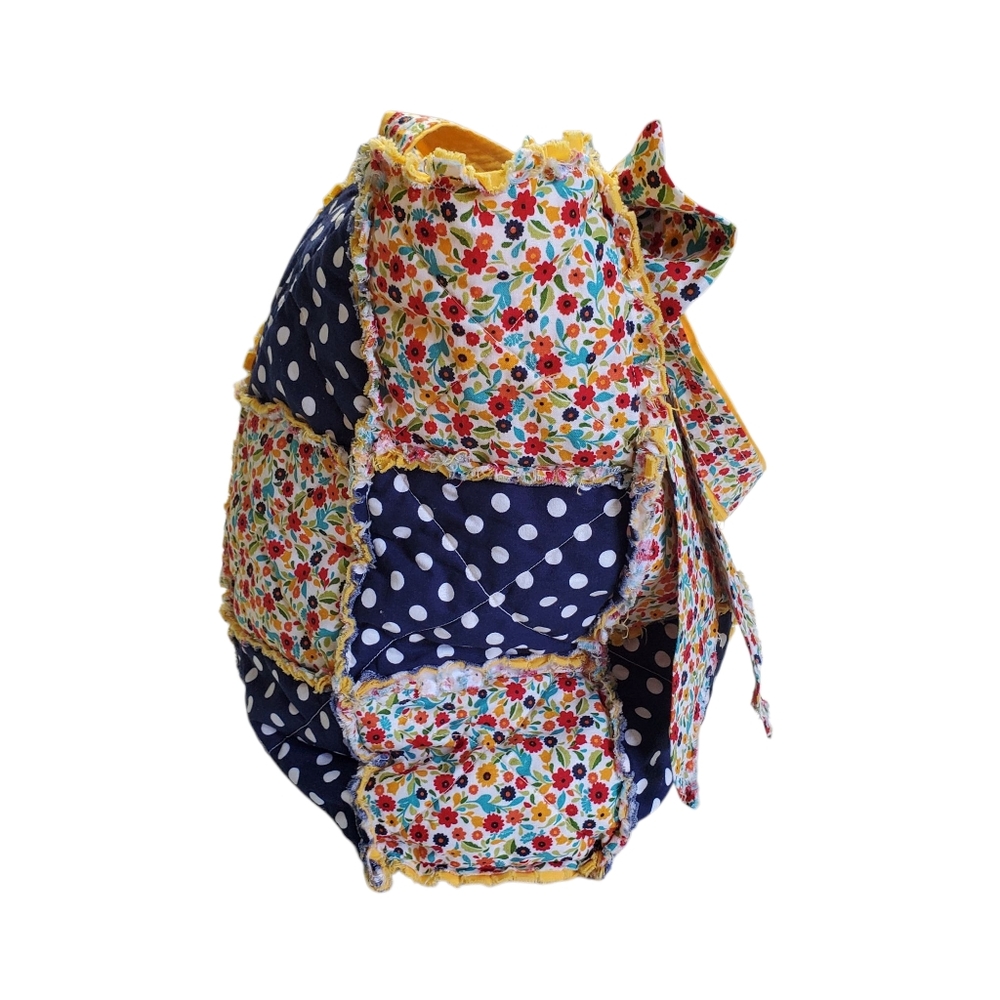Homecrafted Rag Bag Floral and Polka Dot Tote With Bow - Picture 8 of 14